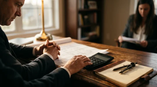 Professional financial scene showing mortgage negotiation strategy with clean composition