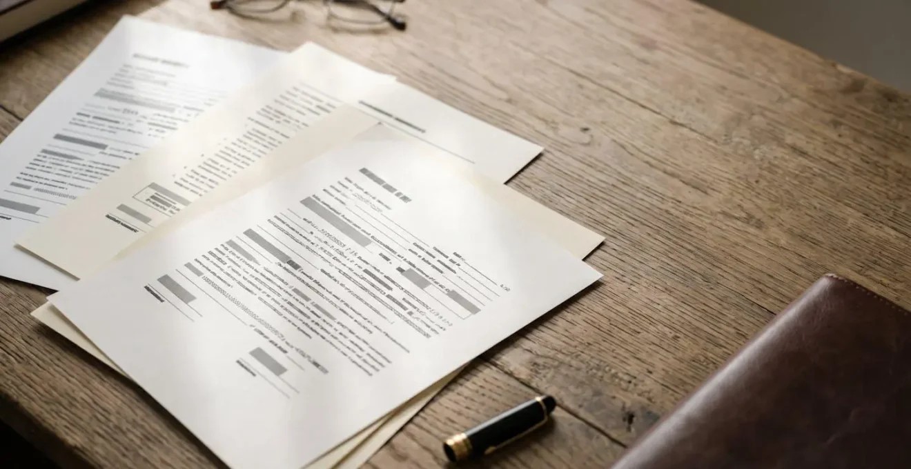 Estate planning documents with pension beneficiary designation forms arranged on a desk