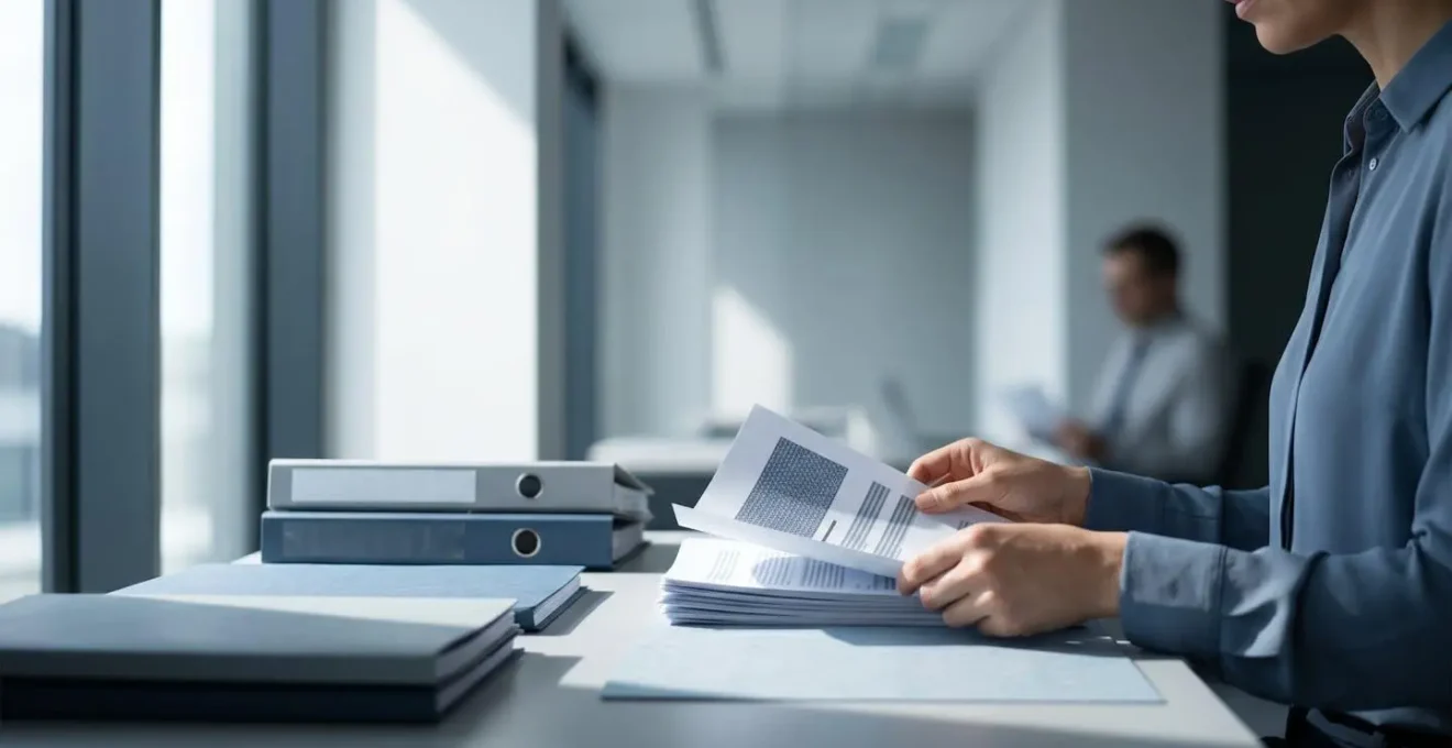 Professional consultant reviewing liability insurance policy documents with protective shield symbolism